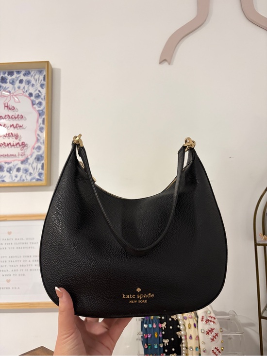 kate spade Handbags - kate spade Black Pebbled Leather Crescent Shoulder Bag with Gold Hardware